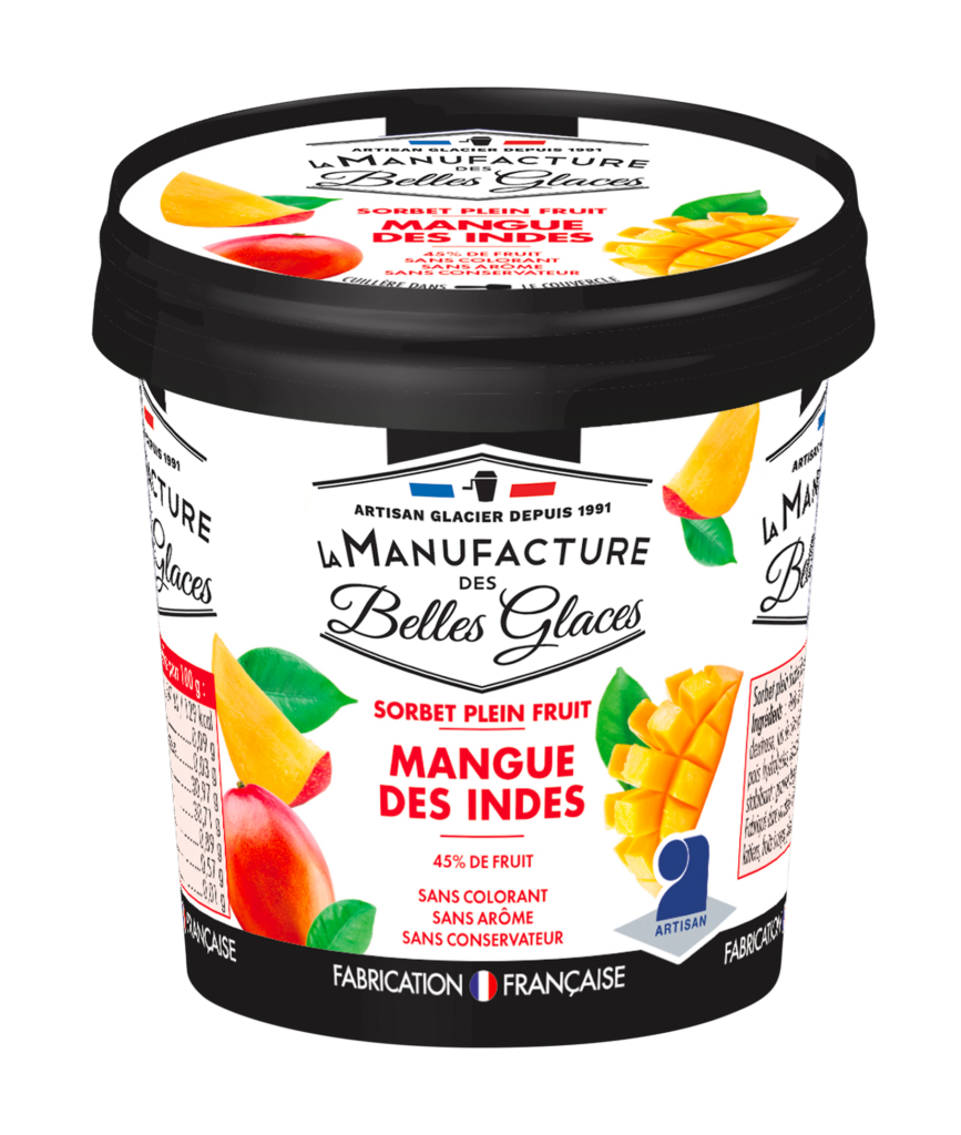 glaces pots 120ml - manufacture belles glaces - sorbet plein fruit mangue des Indes | La manufacture des belles glaces